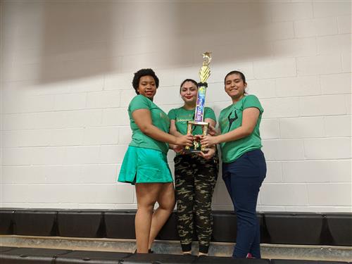 Twirlers with their trophy 